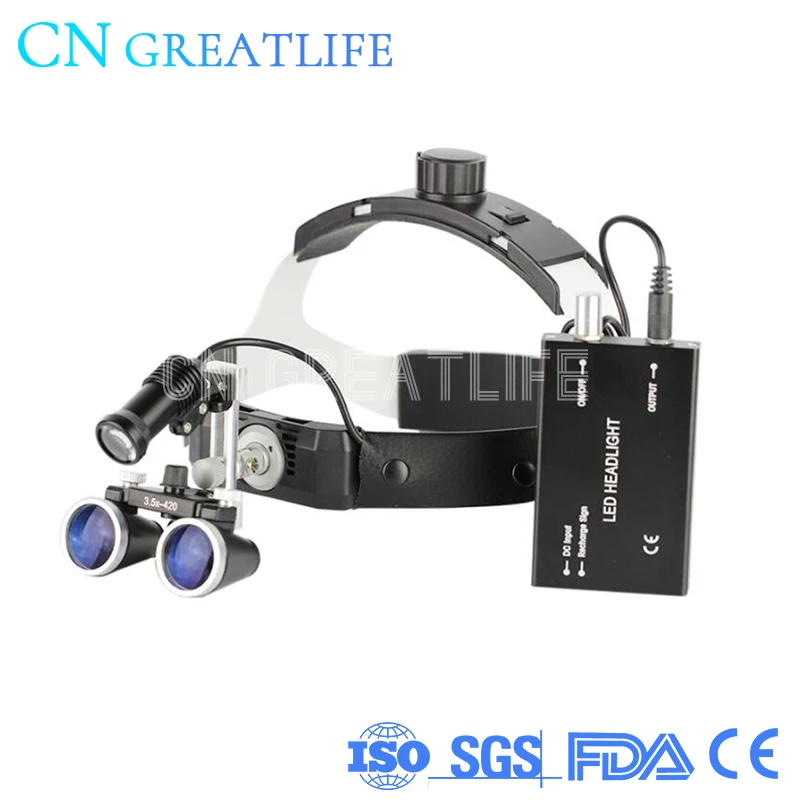 Dental Magnifying Glasses Headlamp High Power Rechargeable Surgical Headlamp Surgical Loupes 3.5x Dental Loupes 3.5 with Led