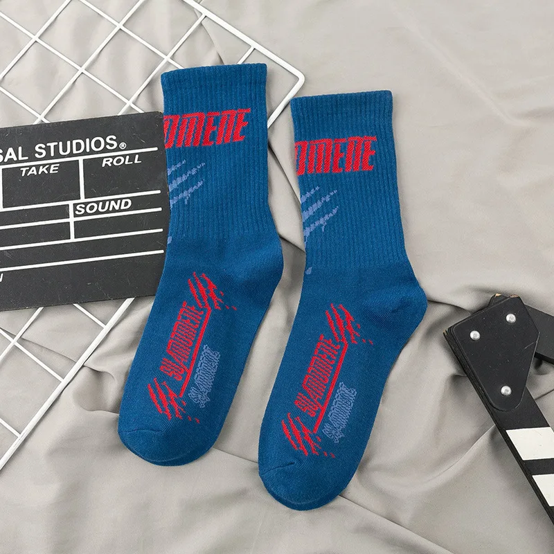 

5pairs Men Socks Personality Colourful Letter Basketball Socks Hip-hop Movement Deodorize Breathable Sport Cotton Socks