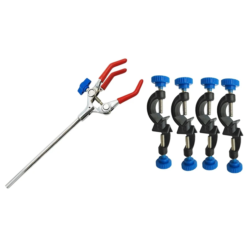 

5 шт. лабораторный зажим стильный большой захват регулируемый диапазон длина стержня-1 шт. 3 зубца и 4 шт. 2 головки