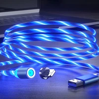 beauty magnetic charging mobile phone cable flow luminous lighting cord charger wire for samaung led micro usb type c for iphone