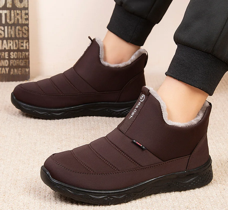 

Men Boots Ankle Boots Short Plush Slip On Boots Platform man Casual Short Boots Flats Plus Size Winter New Warm