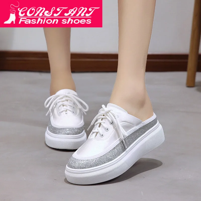 Женская обувь на плоской подошве белая повседневная в Корейском стиле без пятки