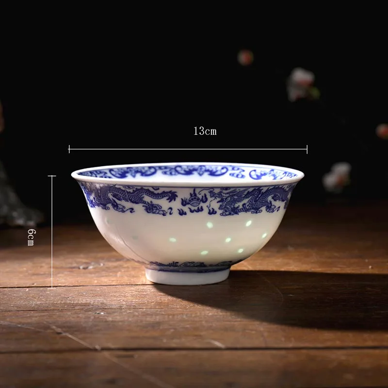 5 дюймов синяя и белая фарфоровая чашка для риса Цзиндэчжэнь керамическая лапша