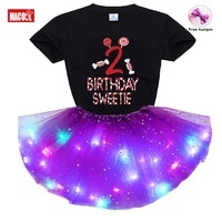 kids girls personalized birthday party skirt suit baby girl cute butterfly girl print short sleeve t shirtskirthairpin 3pc set