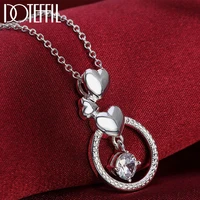 doteffil 925 sterling silver 18 inch heart shaped circle pendant aaa zircon necklace for women fashion wedding charm jewelry