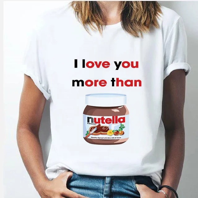 Футболка nutella Kawaii с принтом футболка милым рисунком из мультфильма топы в