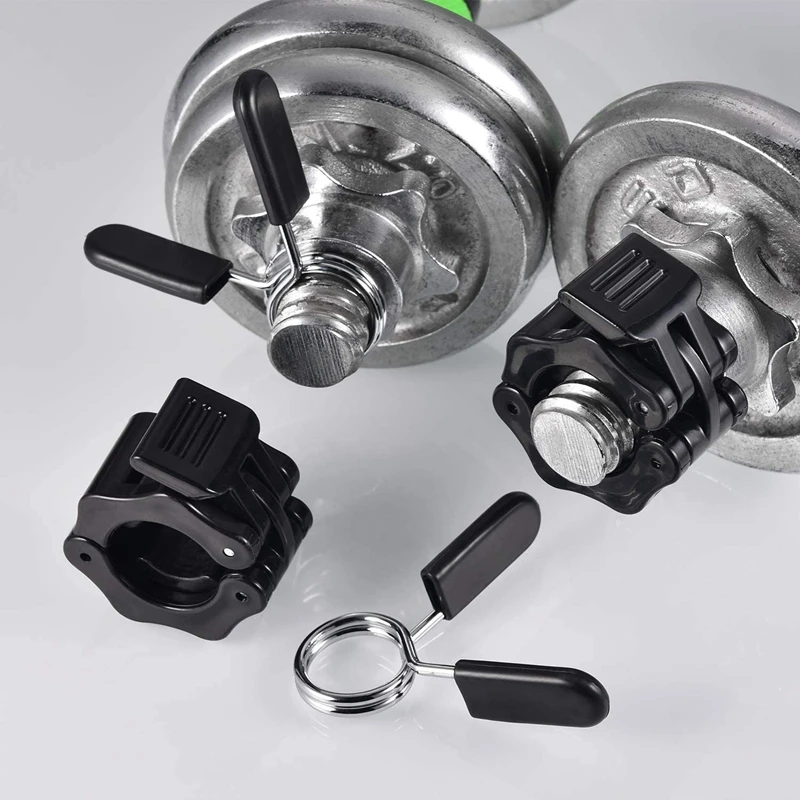 

2Pcs 1 Inch Barbell Spring Clips + 2Pcs Barbell Clips for Fitness Strength Training and Weight Lifting Equipment
