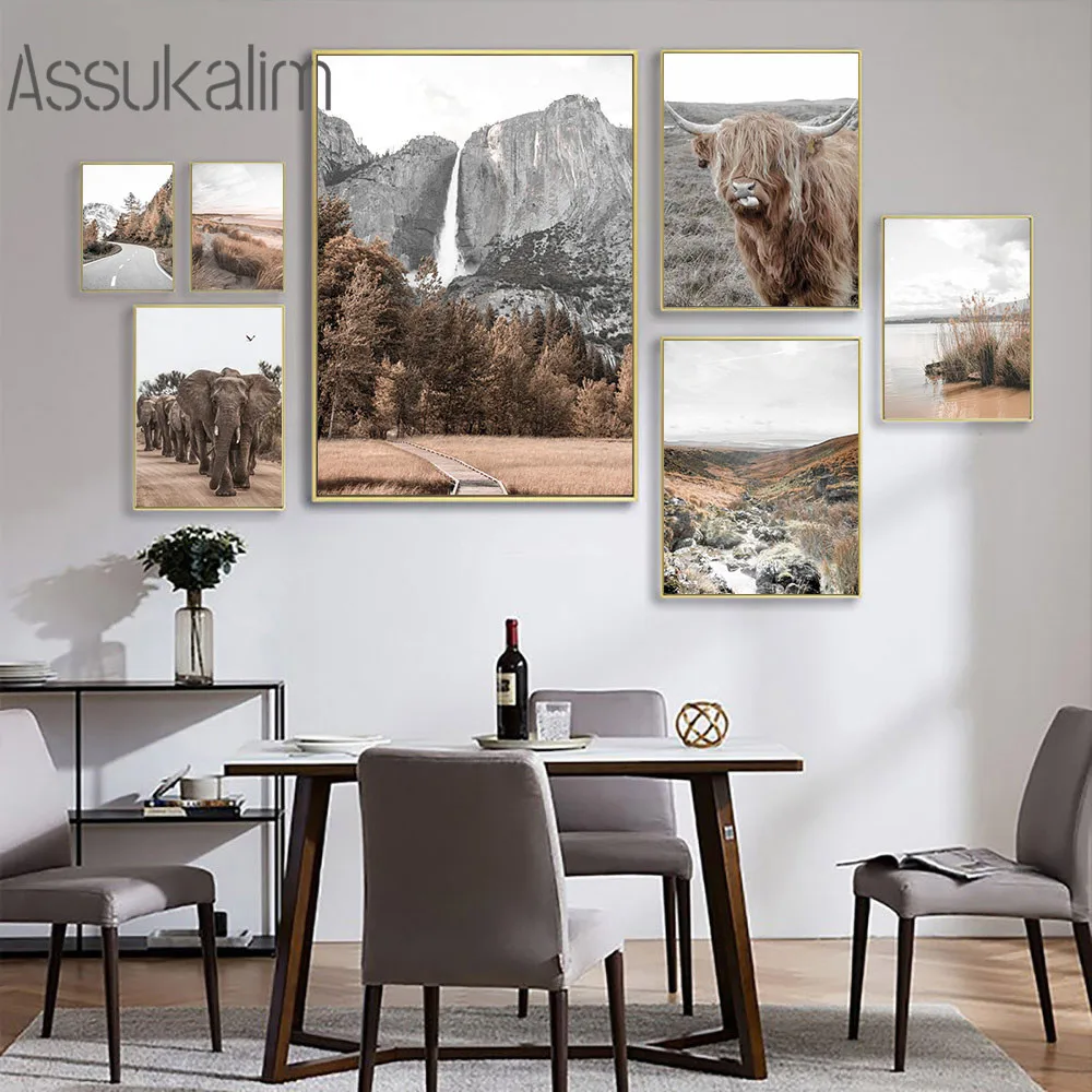 

Elephant Poster Mountain Landscape Painting Winter Nature Hay Canvas Art Print Nordic Wall Pictures For Living Room Decoration