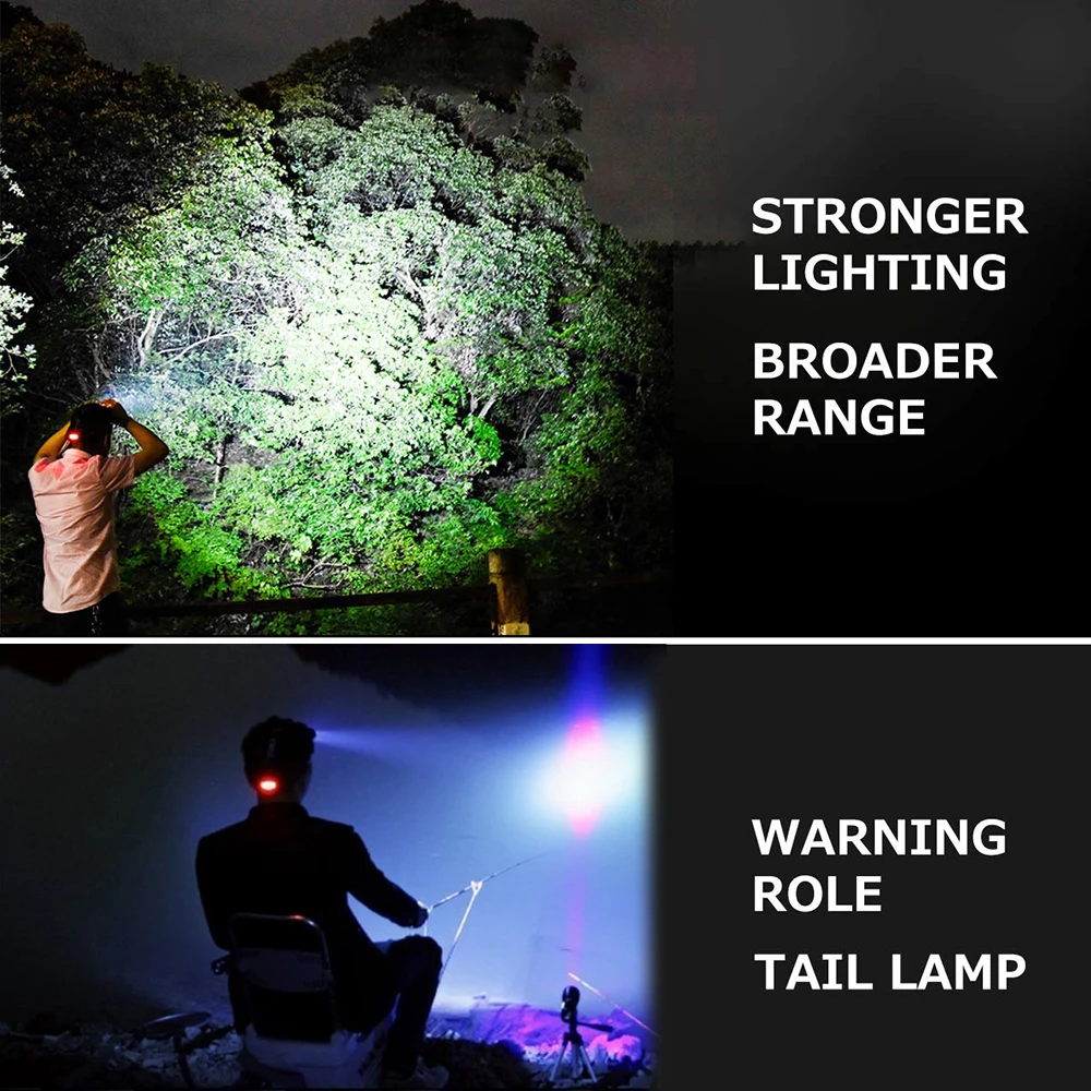 Светодиодный налобный фонарь с ИК датчиком XPG + COB суперъяркий для рыбалки 4 режима