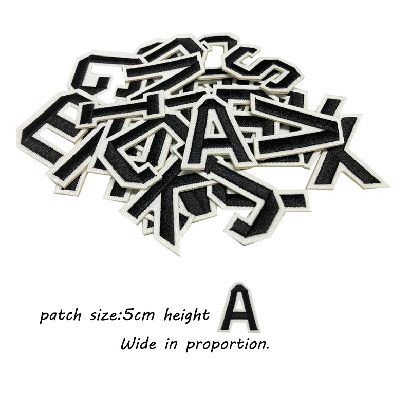 

5cm H 26 English Alphabet Letter Embroidery Patches Four Colors to Choose from Hot Melt Adhesive Iron-On Cloth Accessories