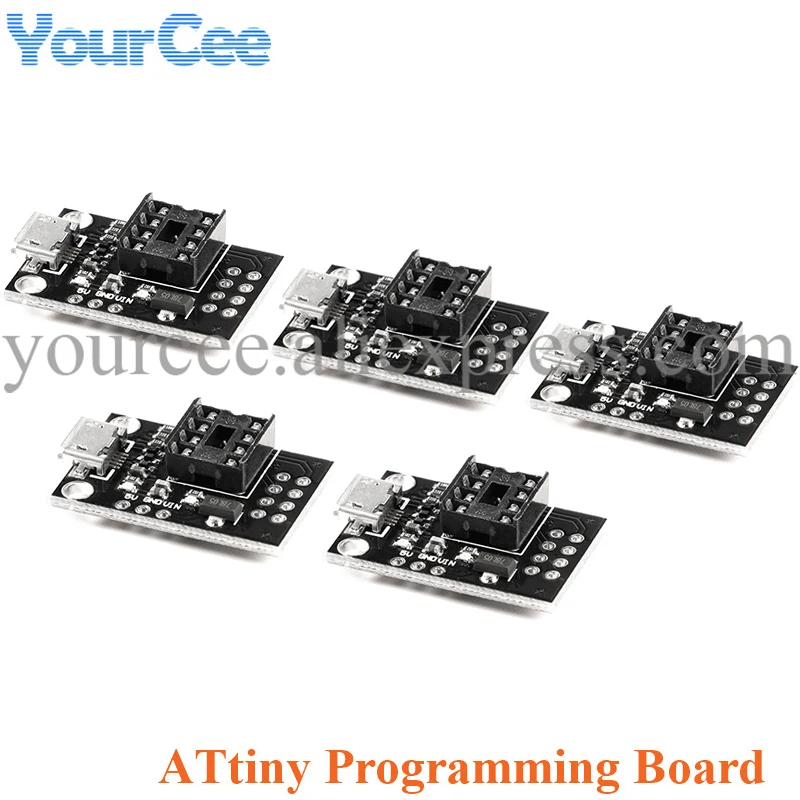 5 шт., модуль платы программатора ATTINY для ATtiny13A/ATtiny25/ATtiny45/ATtiny85, редактор программирования Micro Usb DIP-8