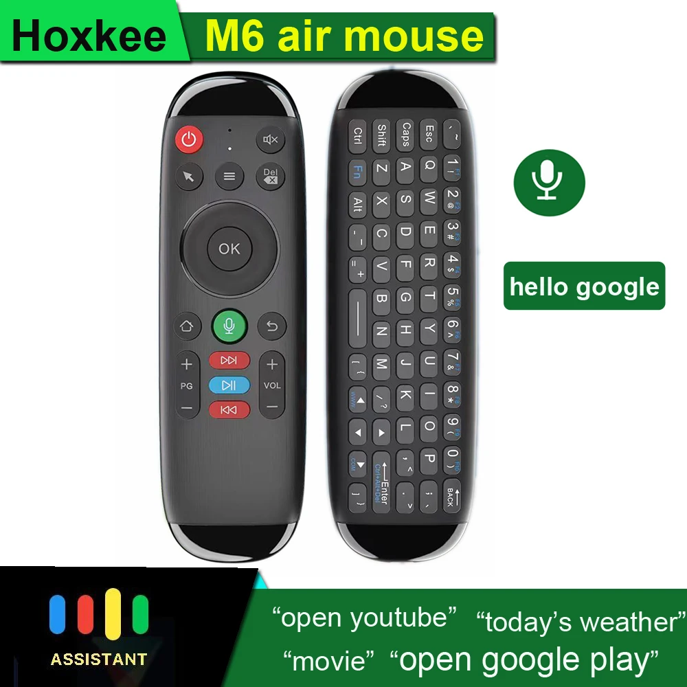 2 4 ГГц Android TV Box PC HTPC Google Assistant голосовой гироскоп Fly Air Mouse дистанционное управление