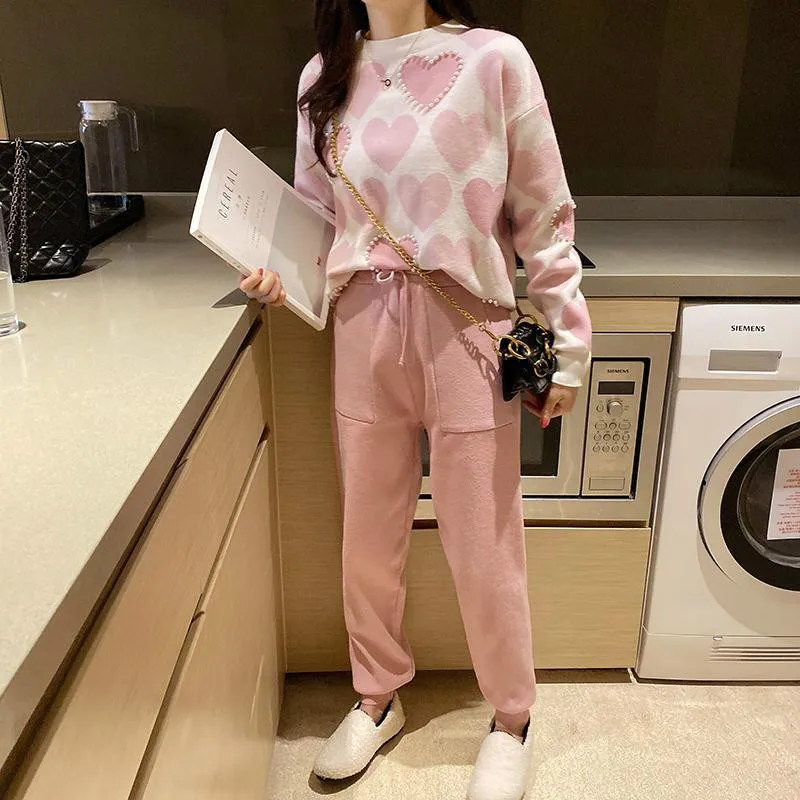 Модный осенний Женский комплект из двух предметов 2021 женский свитер с надписью