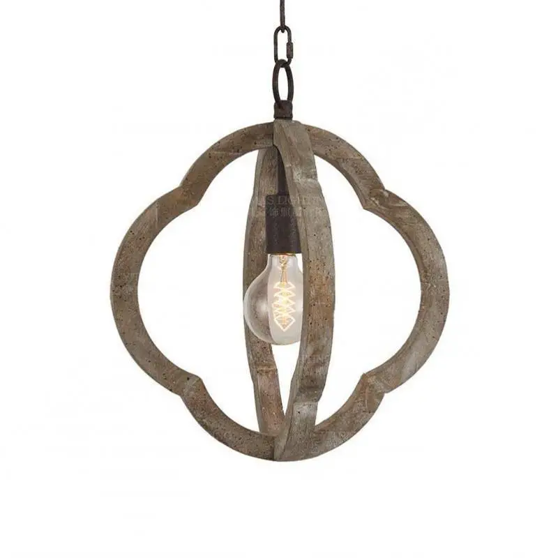 Мини деревянная люстра 1 светильник винтажная маленькая подвесная светильники