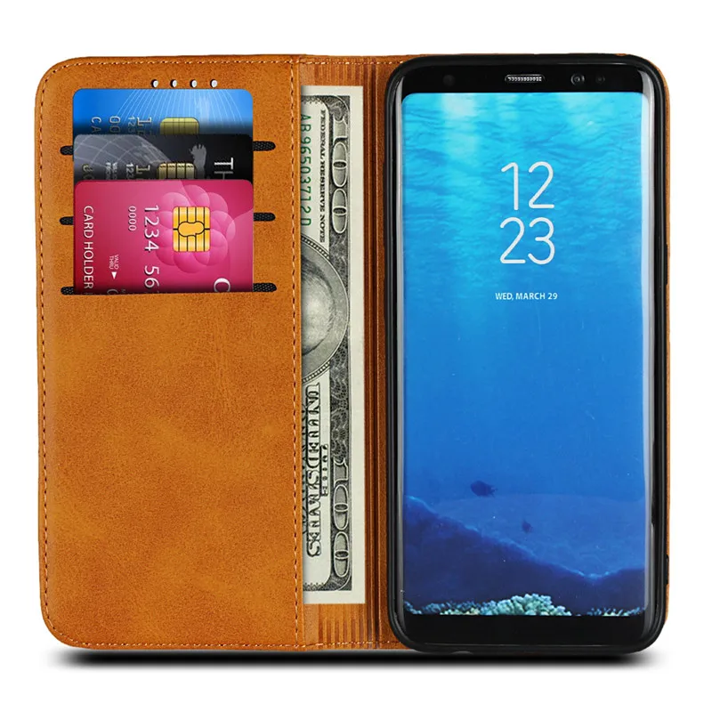 Высокий Магнитный кожаный флип-чехол s для samsung Galaxy S8, чехол, Аксессуары для мобильных телефонов, сумка для книг, слот для карт, подставка