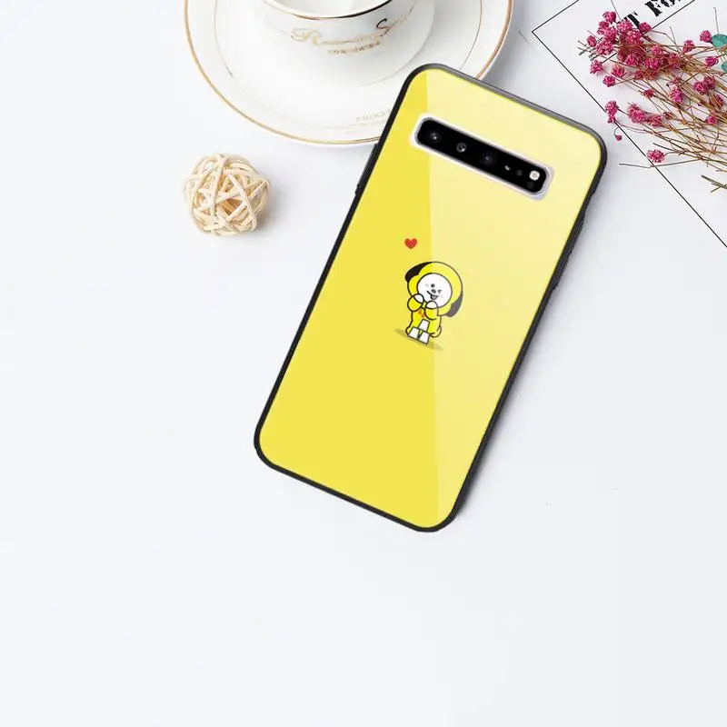 

BT 21 Cute Cartoon Glass Phone Case For Samsung Galaxy S20 Ultra S10 S9 S8 S7 Plus Edge S10 E(lite) Note 8 9 10 Pro Cover