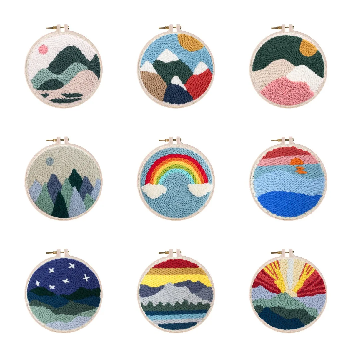 

Magic Punch Needle Embroidery DIY Kit with Yarn Landscape Cross Stitch For Beginner Handicraft Gift Home Decor Dropshipping