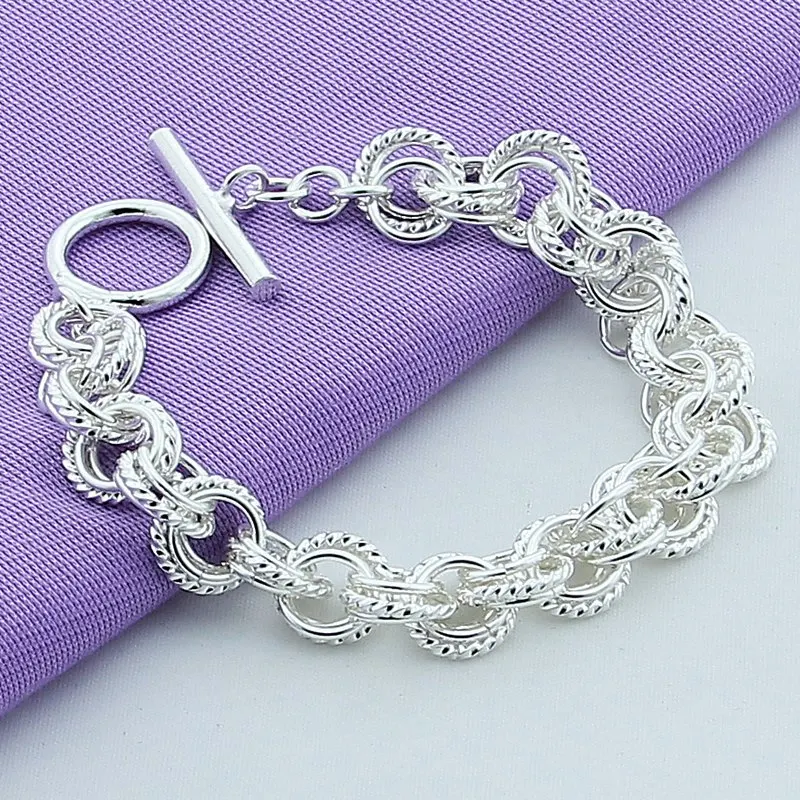 Женский браслет из серебра 925 пробы с круглыми кругами подарочное Ювелирное