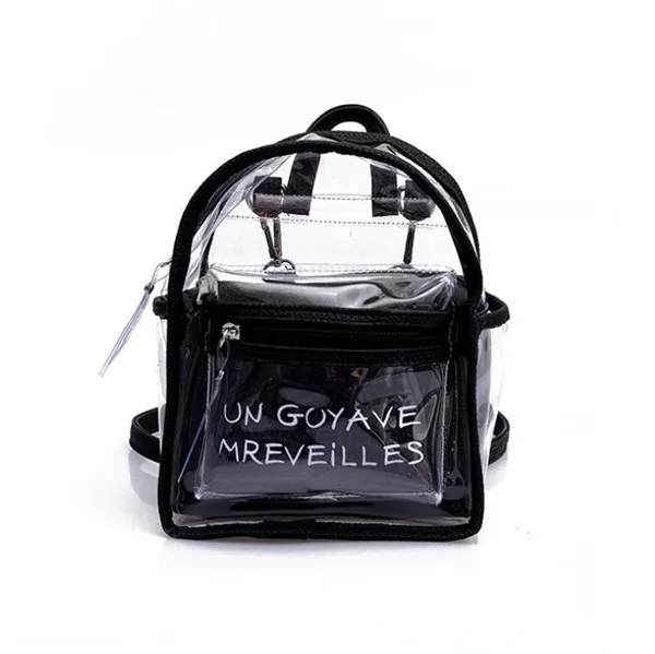Women Transparent Jelly Small Backpacks Girls Mini Clear Backpack Fashion Letter Back Pack Teenage Girls Fashion Bookbag - Цвет: Черный