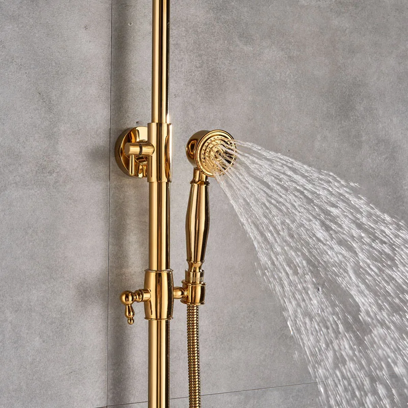 Дешевый и Высококачественный золотой настенный душ для ванной комнаты смеситель