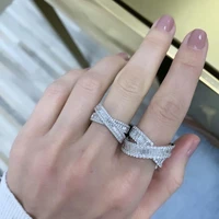 silver color cz cross ring women finger jewelry micro pave baguette round cz paved luxury sparking engagement rings