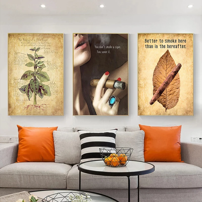 

Smoking Cigar Canvas Painting Domineering Art Posters and Prints Print Mural Pictures Home Living Room Wall Decoration Cuadros