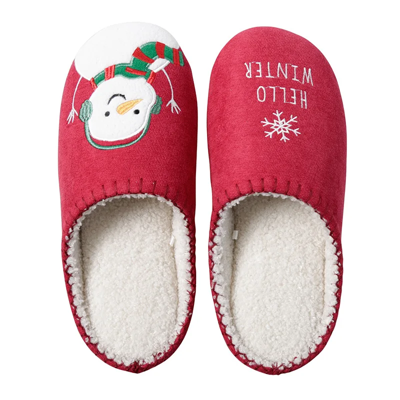 Зимние женские тапочки в подарок на Рождество Теплая мужская хлопковая обувь