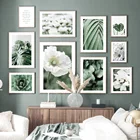 Расцветка белый свежий цветок зеленый лист кактус скандинавский плакат растительный настенный художественный Принт Холст Картина на стену для декора гостиной
