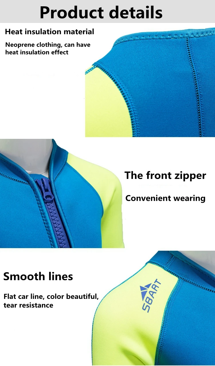 Неопреновый гидрокостюм SBART 2 мм для детей плавания мальчиков и девочек