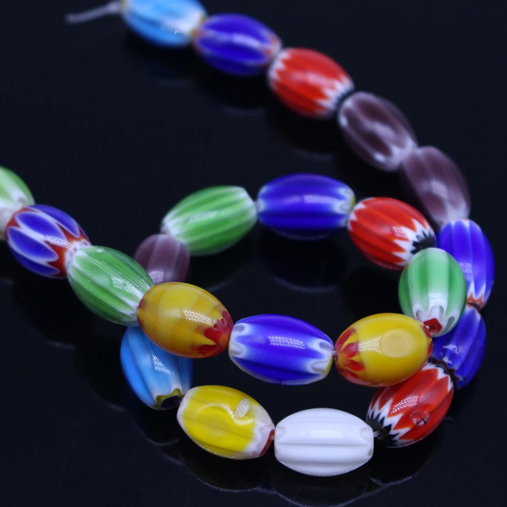 

25 шт., овальные цветочные узоры, стеклянные ретро-бусины milleфиори ручной работы, элегантные незакрепленные бусины для рукоделия, ювелирные и...