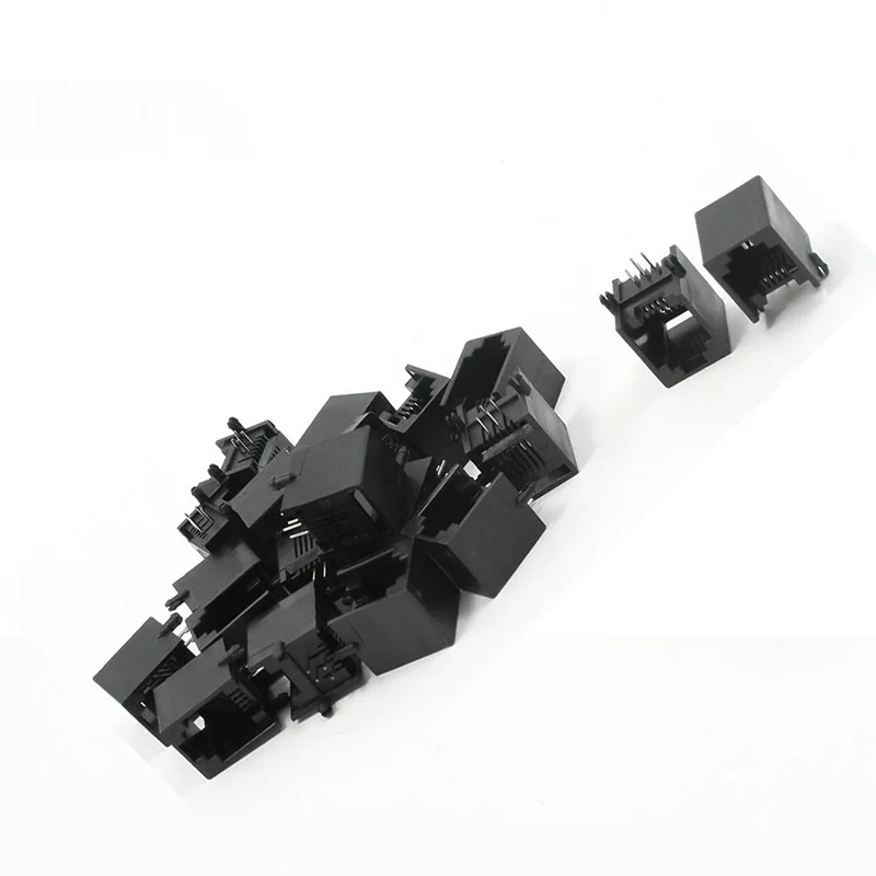 20 шт RJ11 6P4C компьютер Интернет сеть PCB разъем Черный | Строительство и ремонт