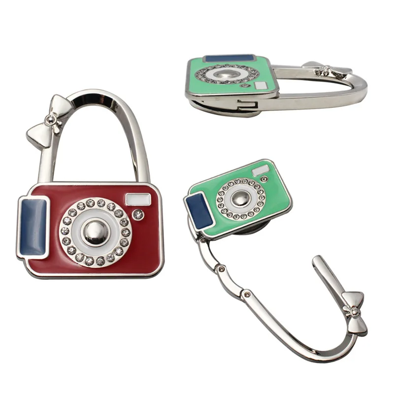 

Buckle Antiskid Bag hook Foldable Fashion Camera modeling Hook Metal Traceless Rubber Anti Slip Bag Hook Office Desktop Bag Hook