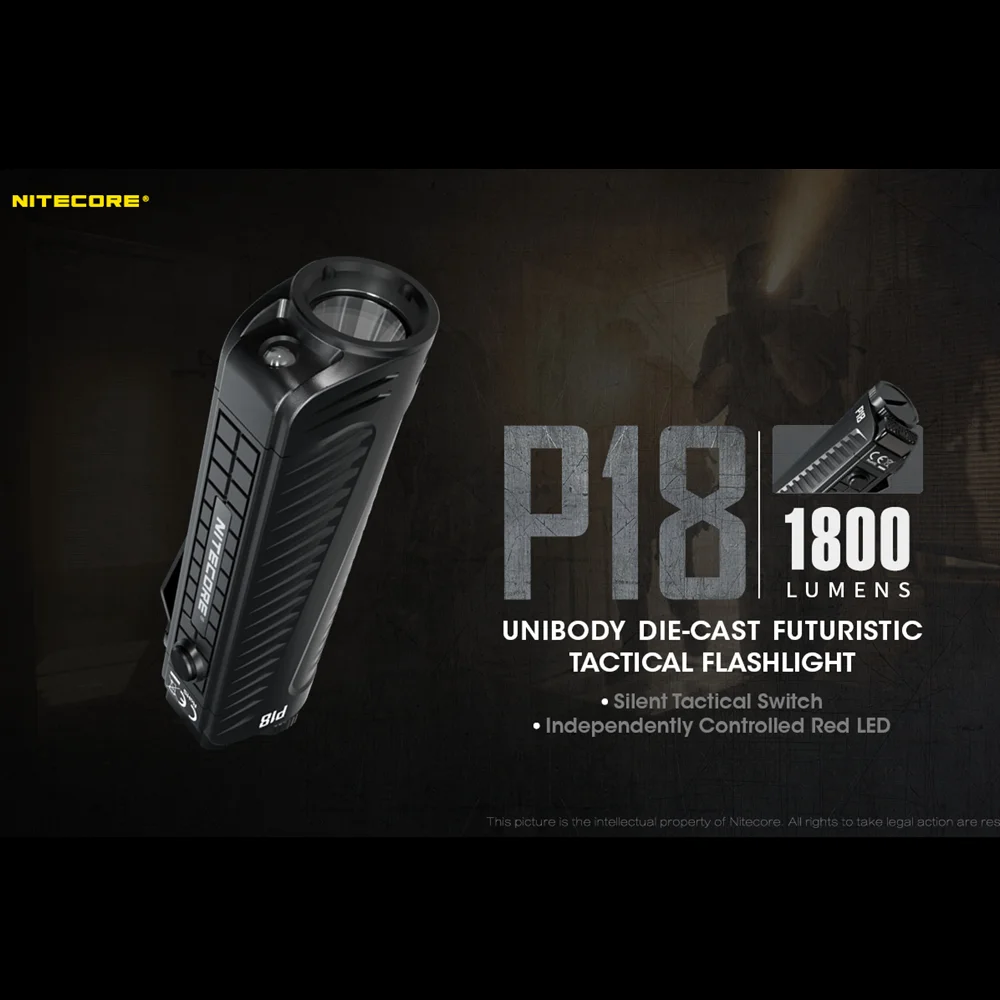Pаспродажа Тактическая вспышка NITECORE P18, 1800 люмен, использует CREE XHP35 HD светодиодный двойной источник светильник с батареей 3100 мАч фонарь для кемпинга