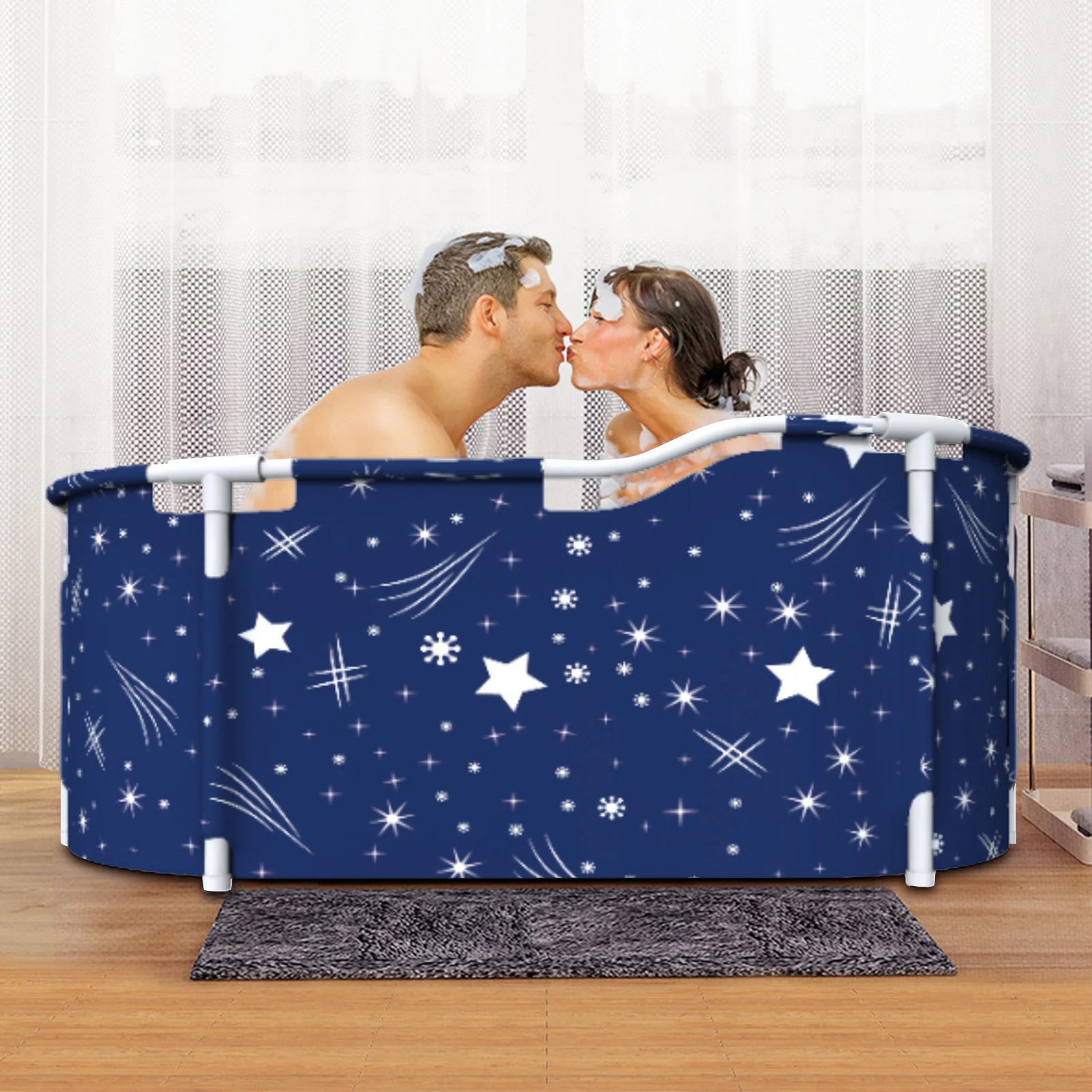 

Folding Bathtub Adult Household Bath Foldable Bath Tub PortableThickened Large Full Body Bathtub Barrel SPA Bath Tub 2021 New