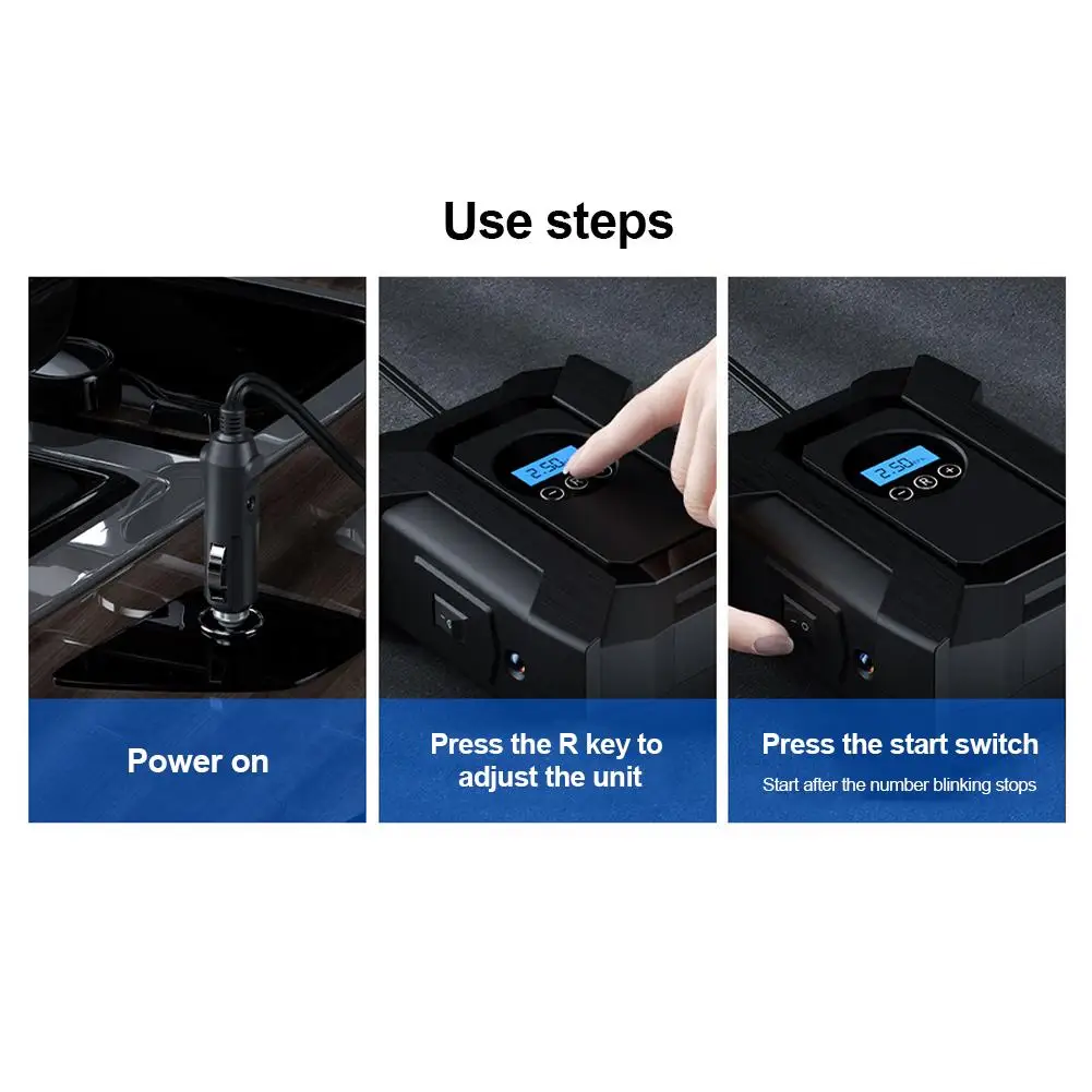 

12V Car Air Pump Portable Digital Tire Inflator For Vehicle For Motorcycles Bicycles Balls Rubber Boats Beach Floating Beds