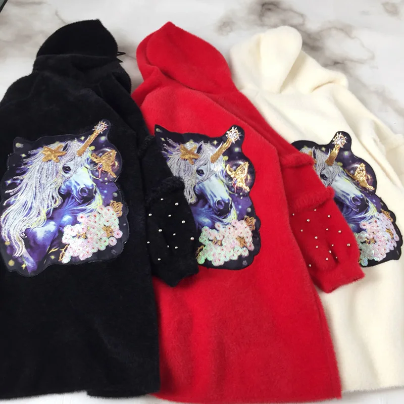 Норковый кашемировый свитер женский кардиган на осень и зиму мультяшный аниме