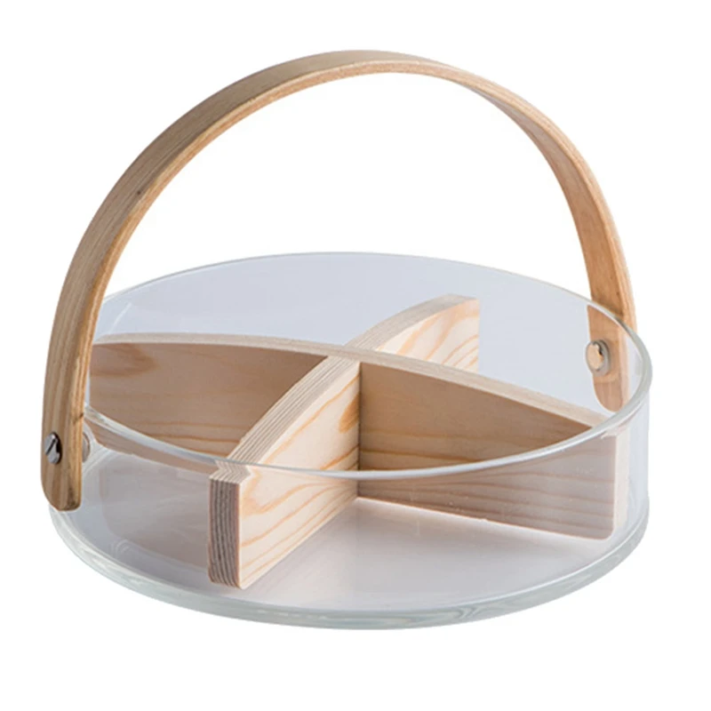 

Split Glass Snack Fruit Plate Candy Box Portable Basket Nordic Style Home Fruit Plate