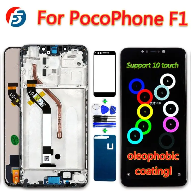 100% протестированный сенсорный экран для Xiaomi pocophone F1 ЖК дисплей с олеофобным