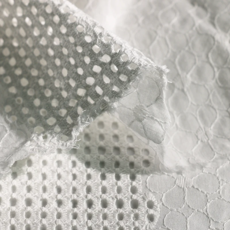 1y * 140 см натуральный белый Чистый хлопок кружево Вышивка Ткань Цветочный