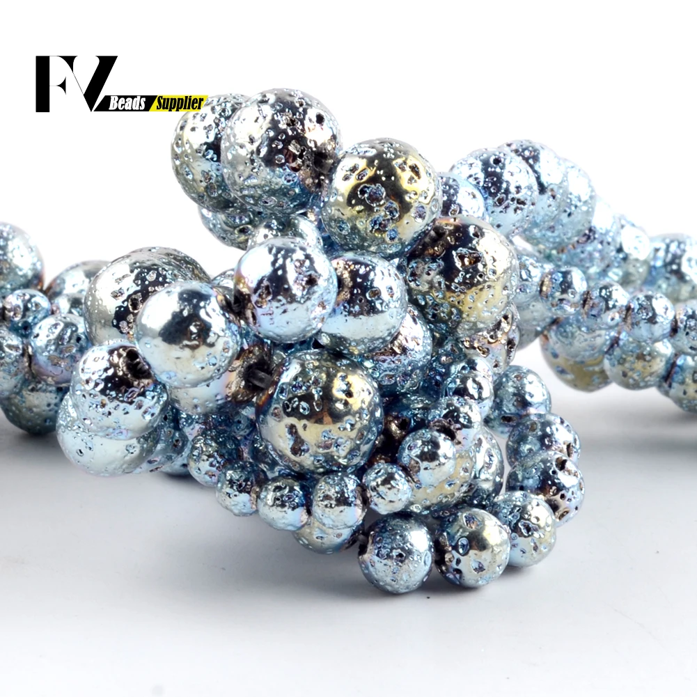 Натуральный светильник синий вулканической лавы гематит камень круглые бусины