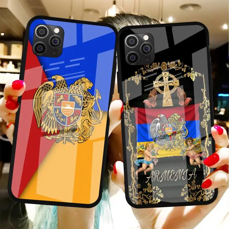 

Armenia Armenians Flag Phone Case Tempered Glass For Iphone6plus 6S 7 7plus 8 X XS XSmax XR 11 12 Pro Max 12mini