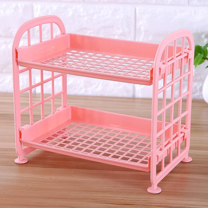 Полка пластиковая Двухуровневая полка органайзер для косметики аксессуаров