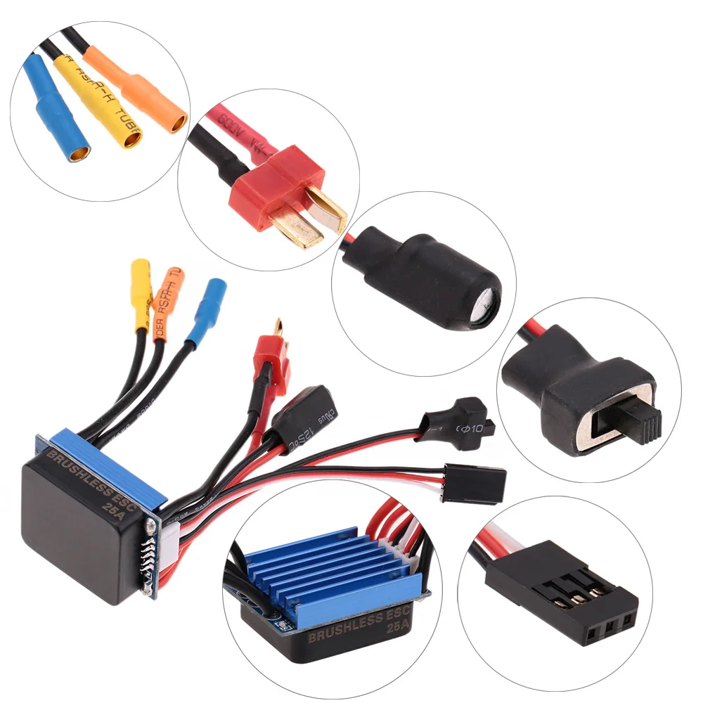 2430 7200KV 4P Бесконтактный бесщеточный двигатель с 25A ESC для 1/16 1/18 RC автозапчасти
