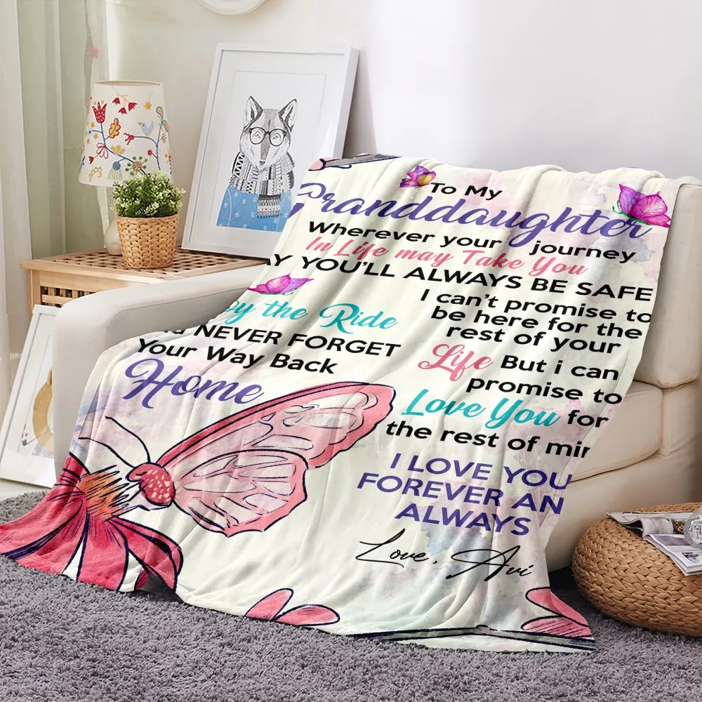 

Letter Printing Flannel Fleece Blanket for Daughter Mom Wife Kids Winter Warm Sofa Plush Throw Blanket Office Bedding Bed Cover