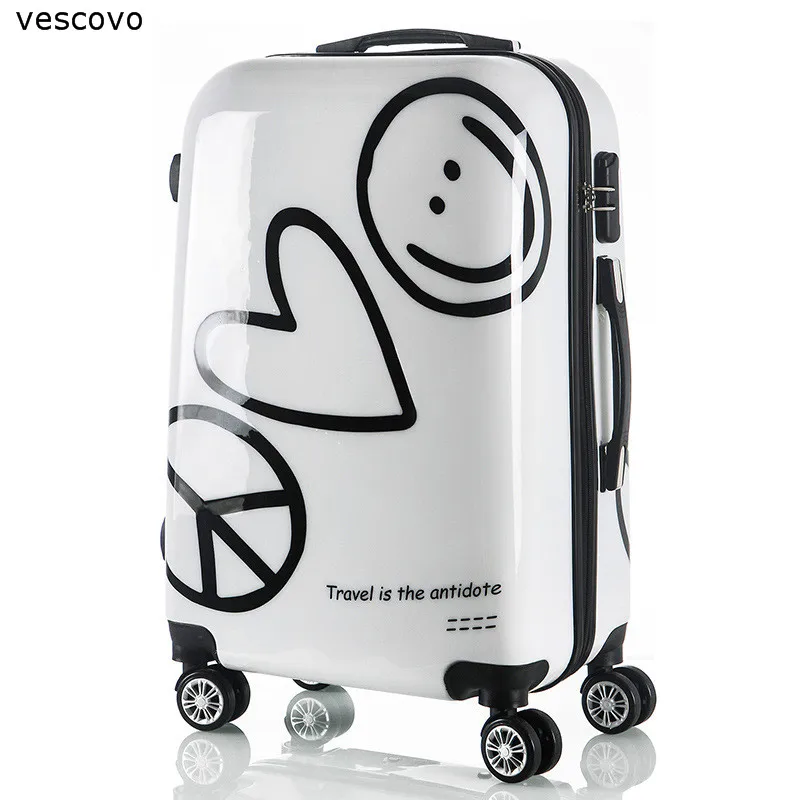 

vescovo 20"24Inch fashion cute rolling luggage spinner cartoon wheeled suitcase carry on trollry travel bag