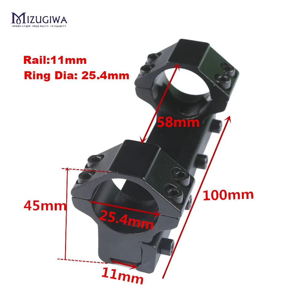 Rail11mm Ring25.4mm MIZUGIWA Тактический цельный плоский Топ 30 мм двойное кольцо выше профиля прицела 20 мм рис Рельс Пикатинни для пневматической винтовки - Цвет: Rail11mm Ring25.4mm