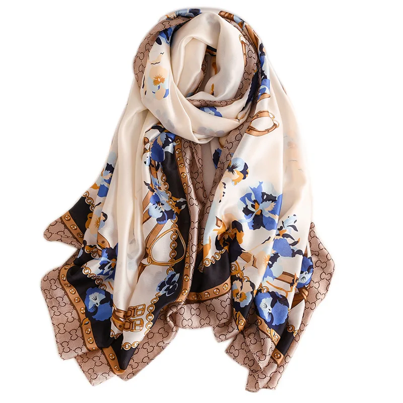 

2021 new Designer letter print Silk Scarf Ladies Thin Scarves Hijab Women Fashion Long Foulard Bandana 180X90CM Shawls and Wrap