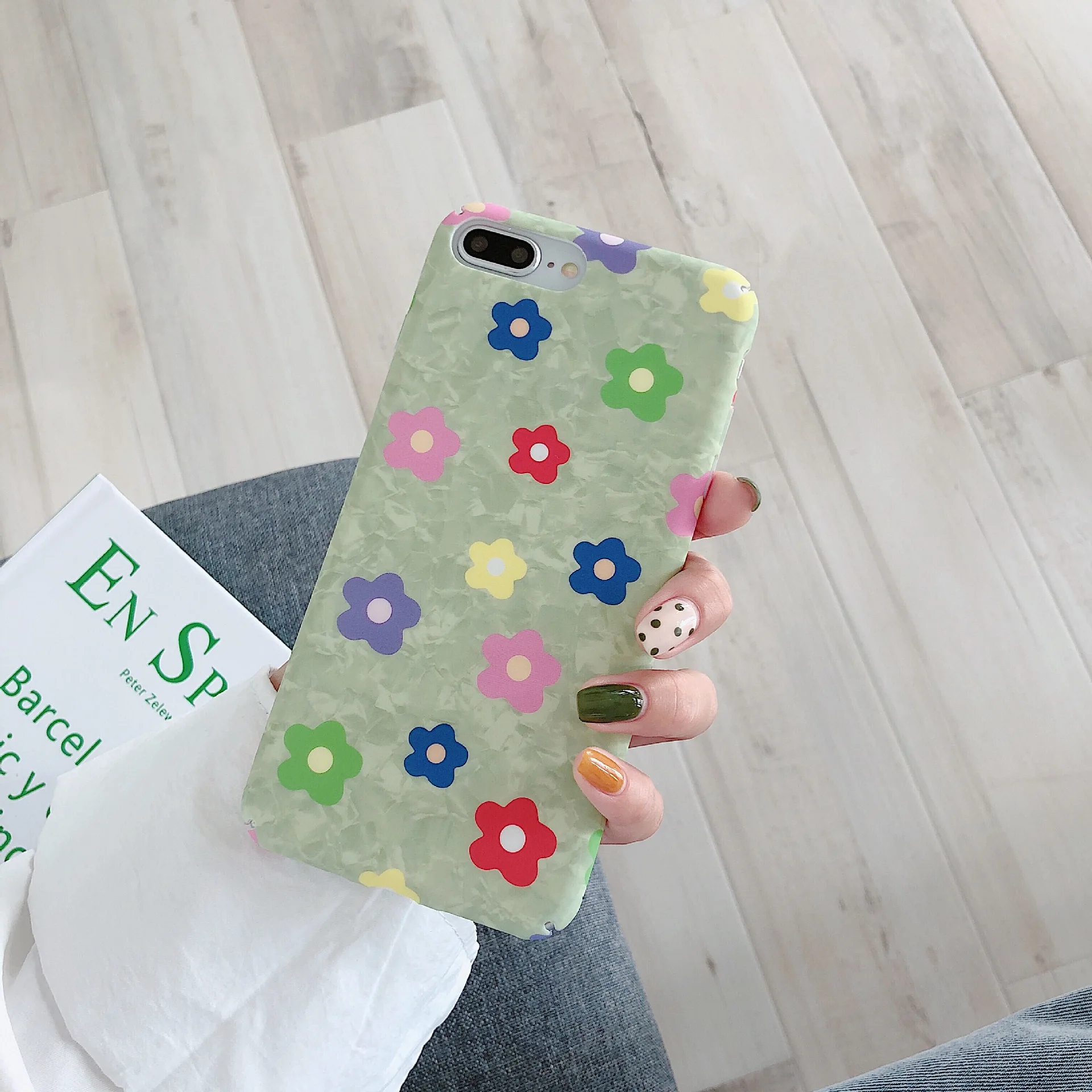 Ins стиль цветной цветочный чехол для телефона ПК Жесткий корпус IPhone 6 6s 6P 6sP 7 7P 8 8P X