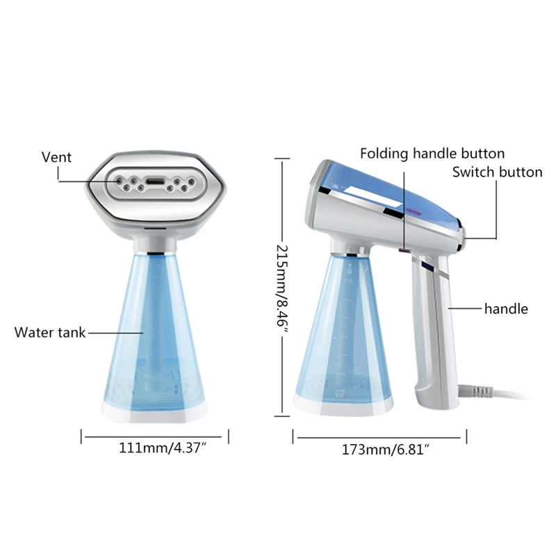 

Folding Handheld Ironing Machine 1600W Mini Garment Clothes Steamer Household Travel Portable Electric Iron
