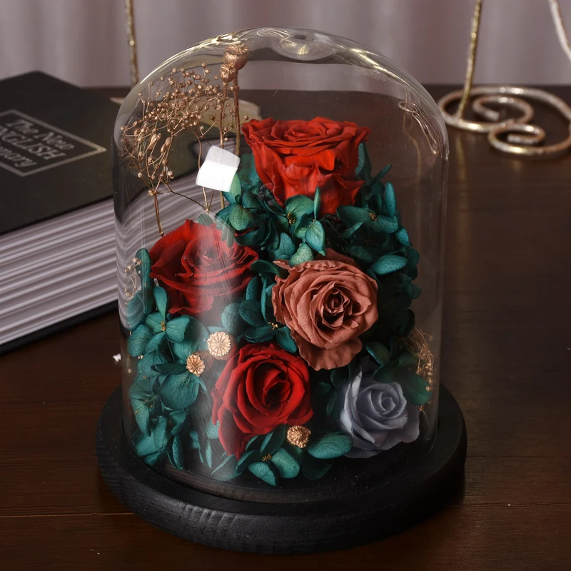 

Wedding Decor Preserved Fresh Rose Led Light In A Flask Immortal Rose Valentine Birthday Mother's Day Gift